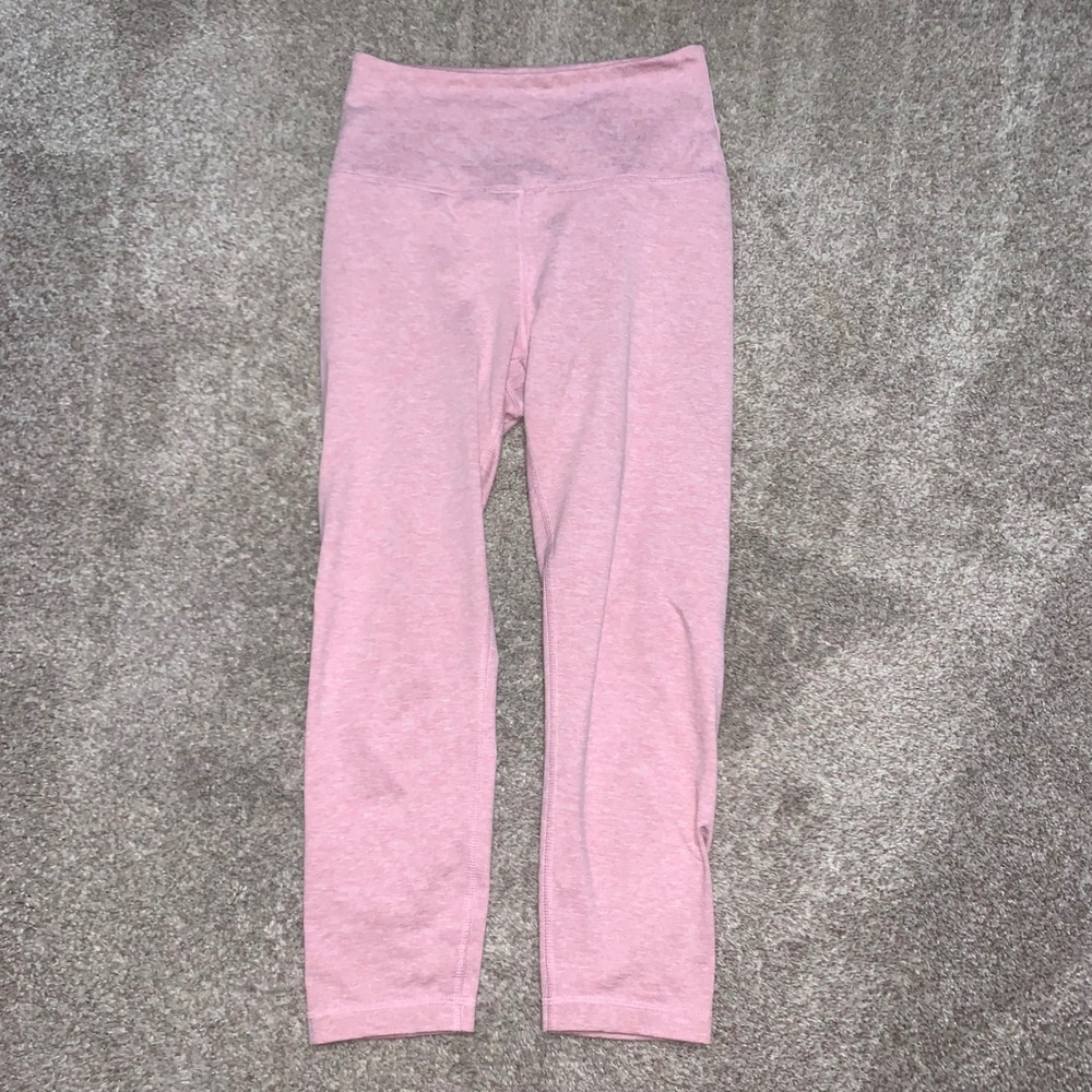 Zobha Womens Pink Heathered High Rise Cropped Yoga Leggings Size Small